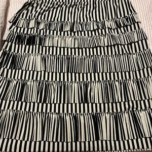 Striped Pleated Ruffle Skirt